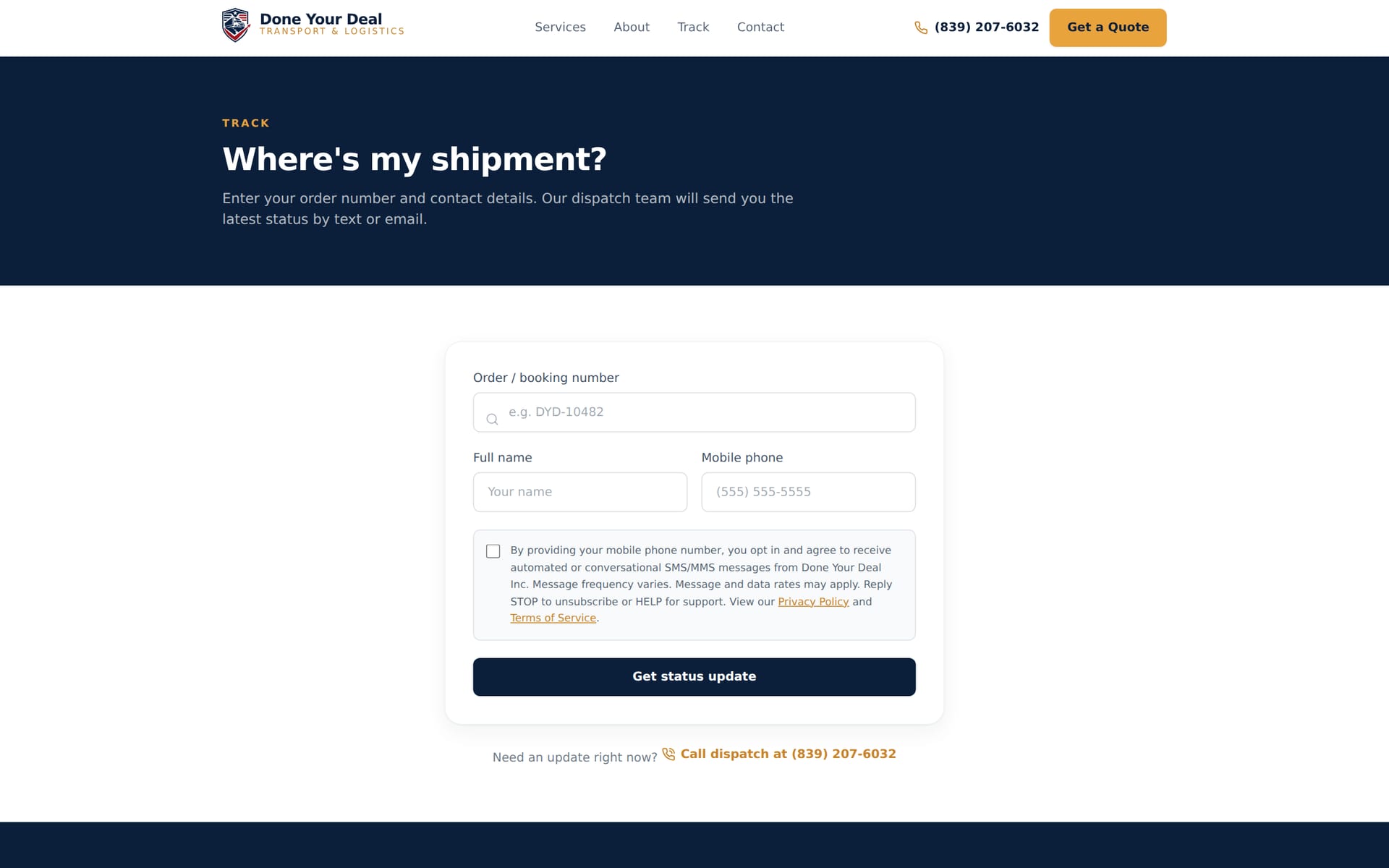 Done Your Deal — Shipment tracking