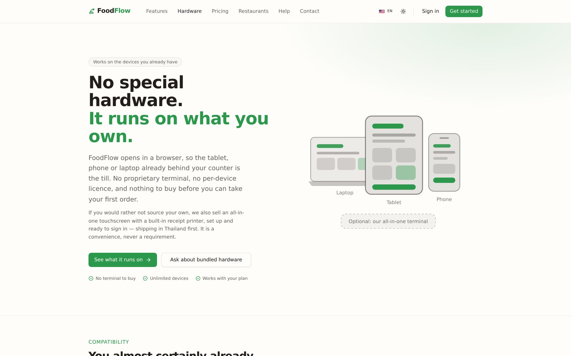 FoodFlow — Runs on hardware you already own